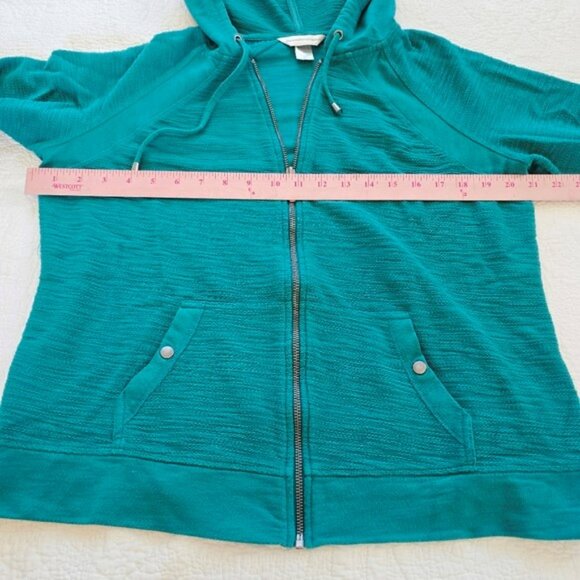Christopher & Banks Women's Jacket Size Medium Teal Green Zipper Hoodie Pockets - Picture 7 of 15
